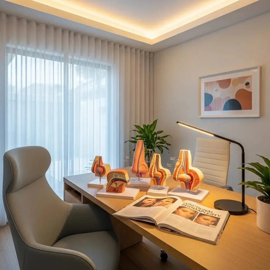 Medical consultation room for functional rhinoplasty with anatomical models